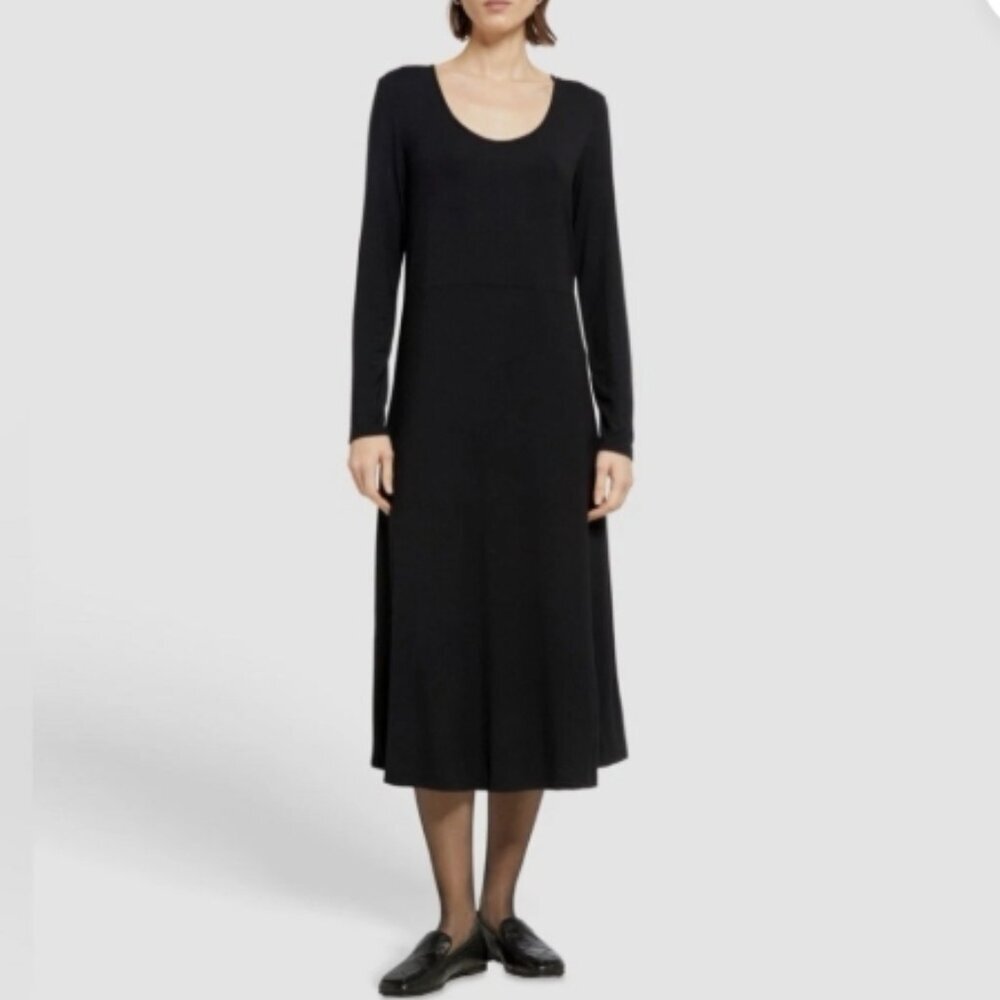 Vince Long Sleeve Black Modal Midi Dress – Size XS, NWT
